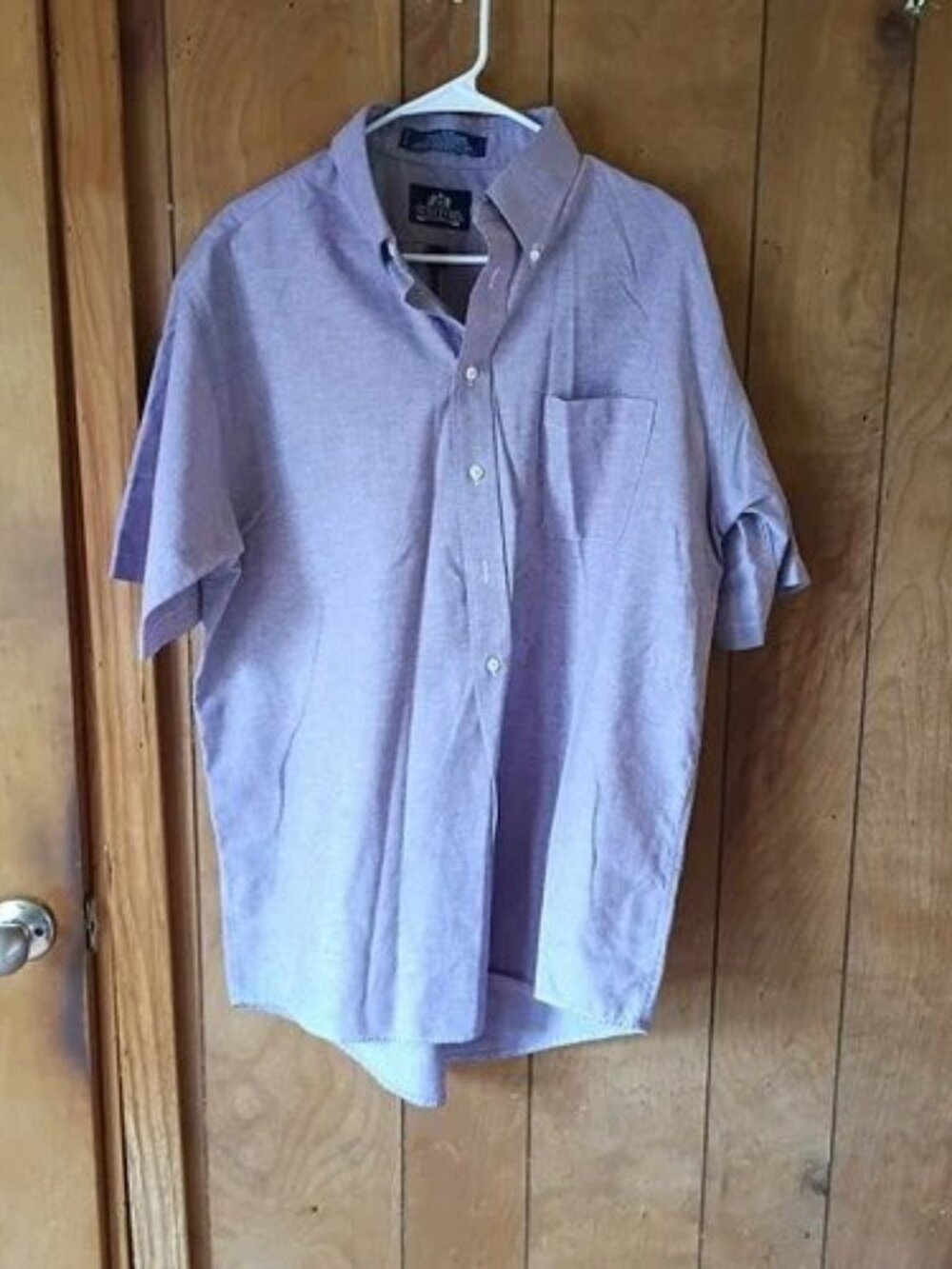 Stafford Men’s Purple Short Sleeve Button Down Shirt Size 17 Cotton Blend